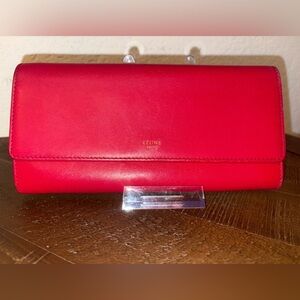 Celine Vibrant Red Leather Wallet